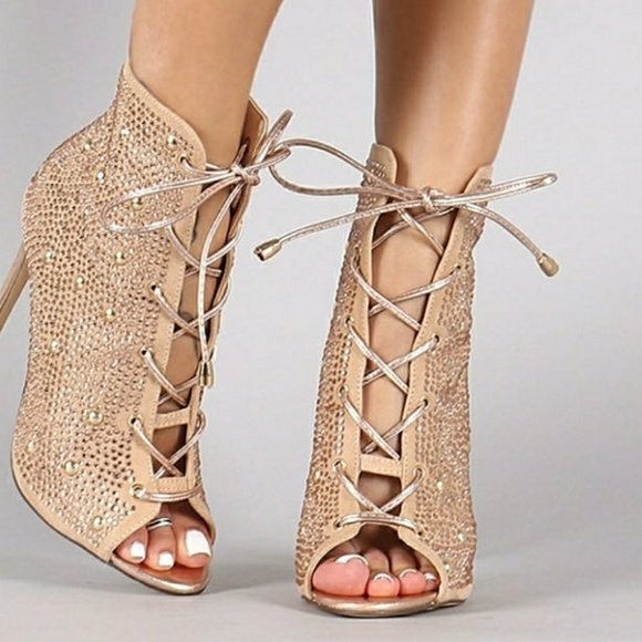 Sold Rose Gold Rhinestone Heels - Picture 2 of 2
